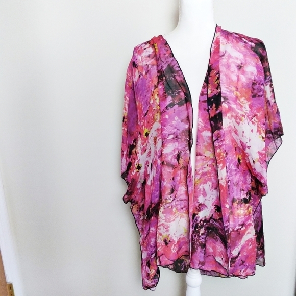 Profile Apparel Pink Multicolored Abstract Kimono - Picture 1 of 4